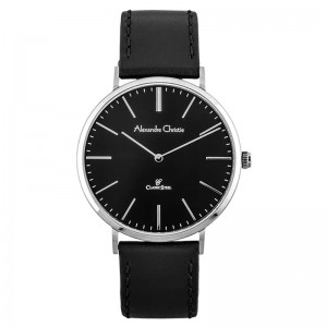 Alexandre Christie AC 8490 Silver Black Leather Man MHLSSBA